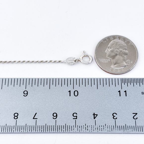 Vintage Italy Sterling Silver 925 Rope Chain Anklet 9"-10.25" - Picture 2 of 4